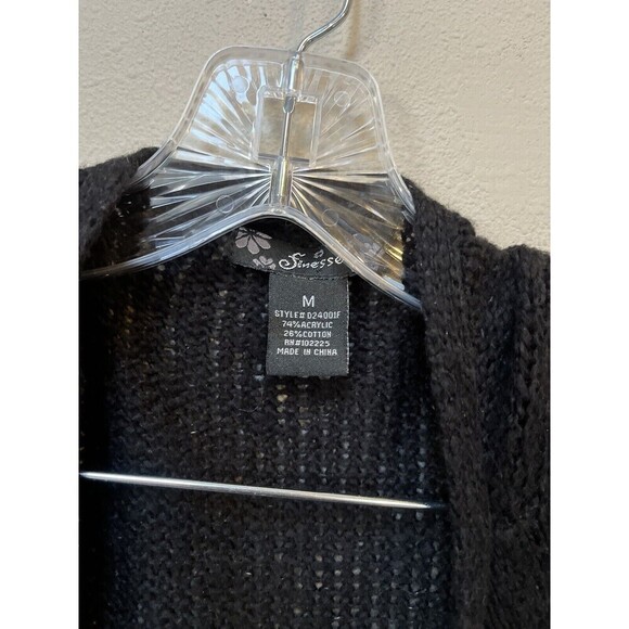 Finesse Knit Cardigan Black Pink Geometric Boho M - Picture 6 of 7